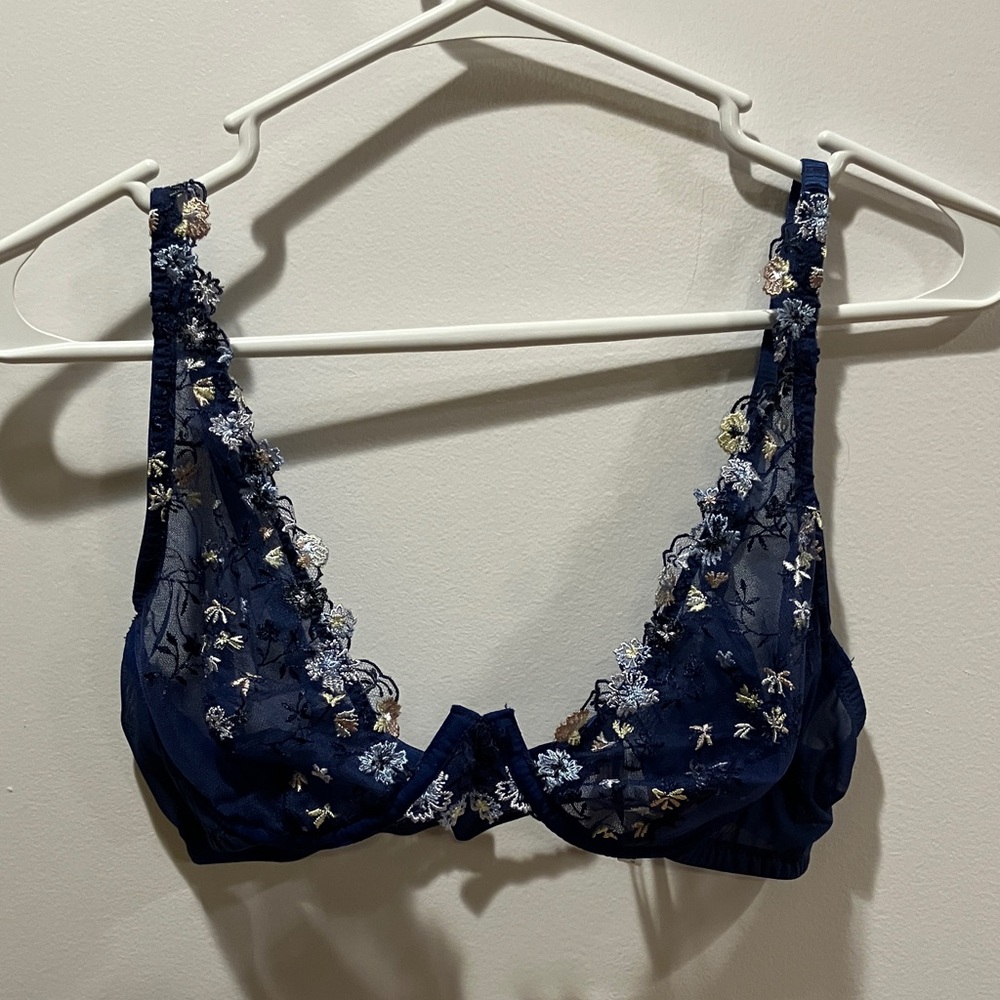 Cosabella Selita Embroidered Navy Underwire Bra 32C